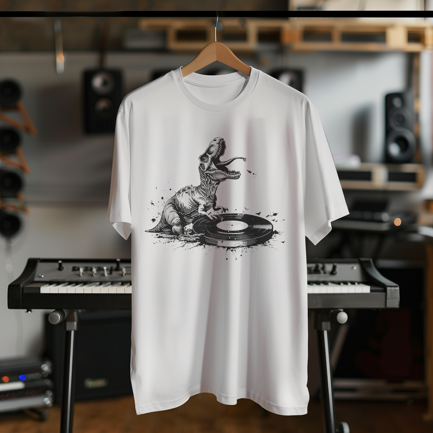 Dinosound Roar Vinyl DJ Graphic T-Shirt