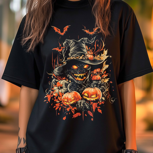 Nightmare PumpK Scene Graphic Halloween T-Shirt