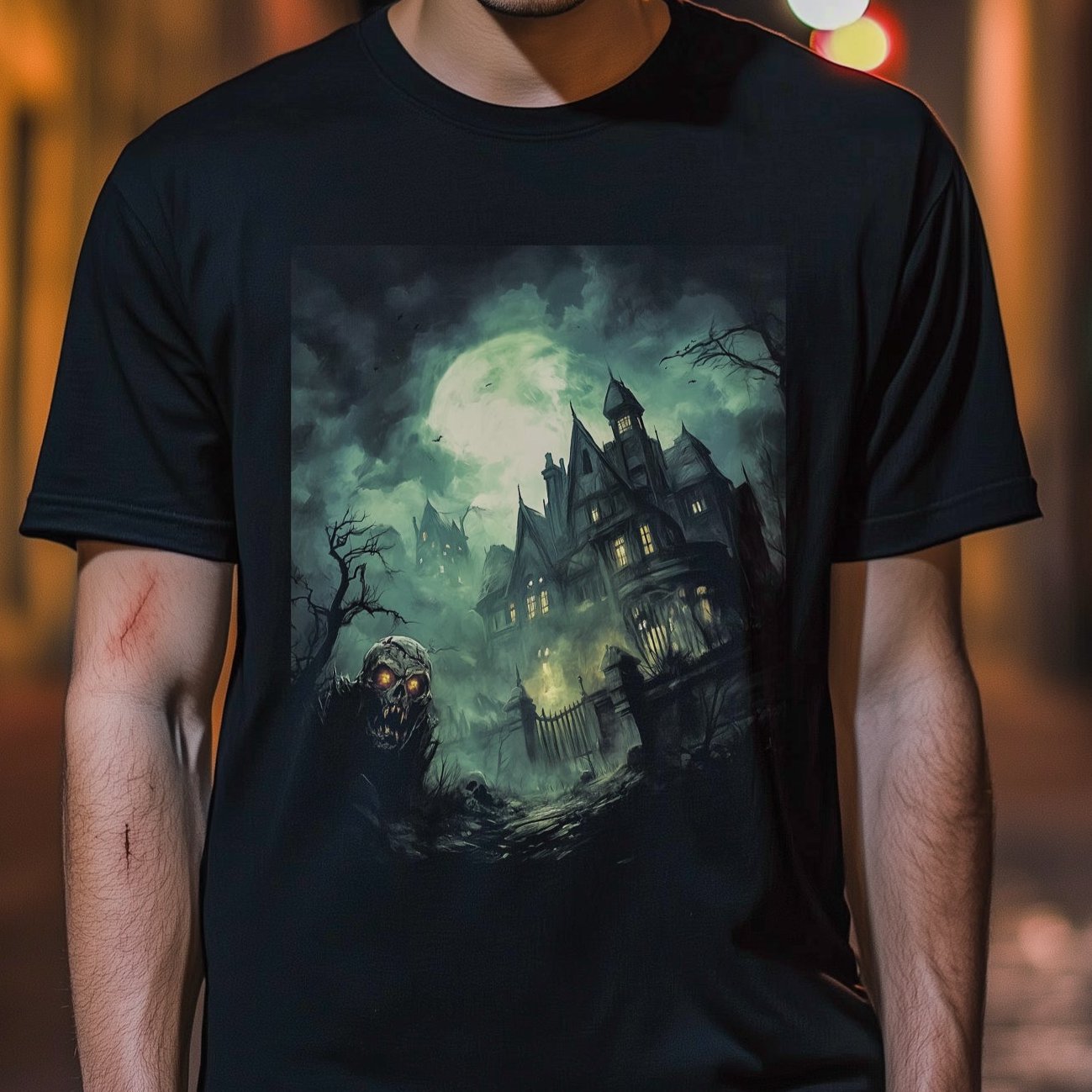 Horror Castle Graphic Halloween T-Shirt