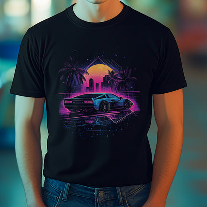 Retrowave Sport Car Graphic T-Shirt