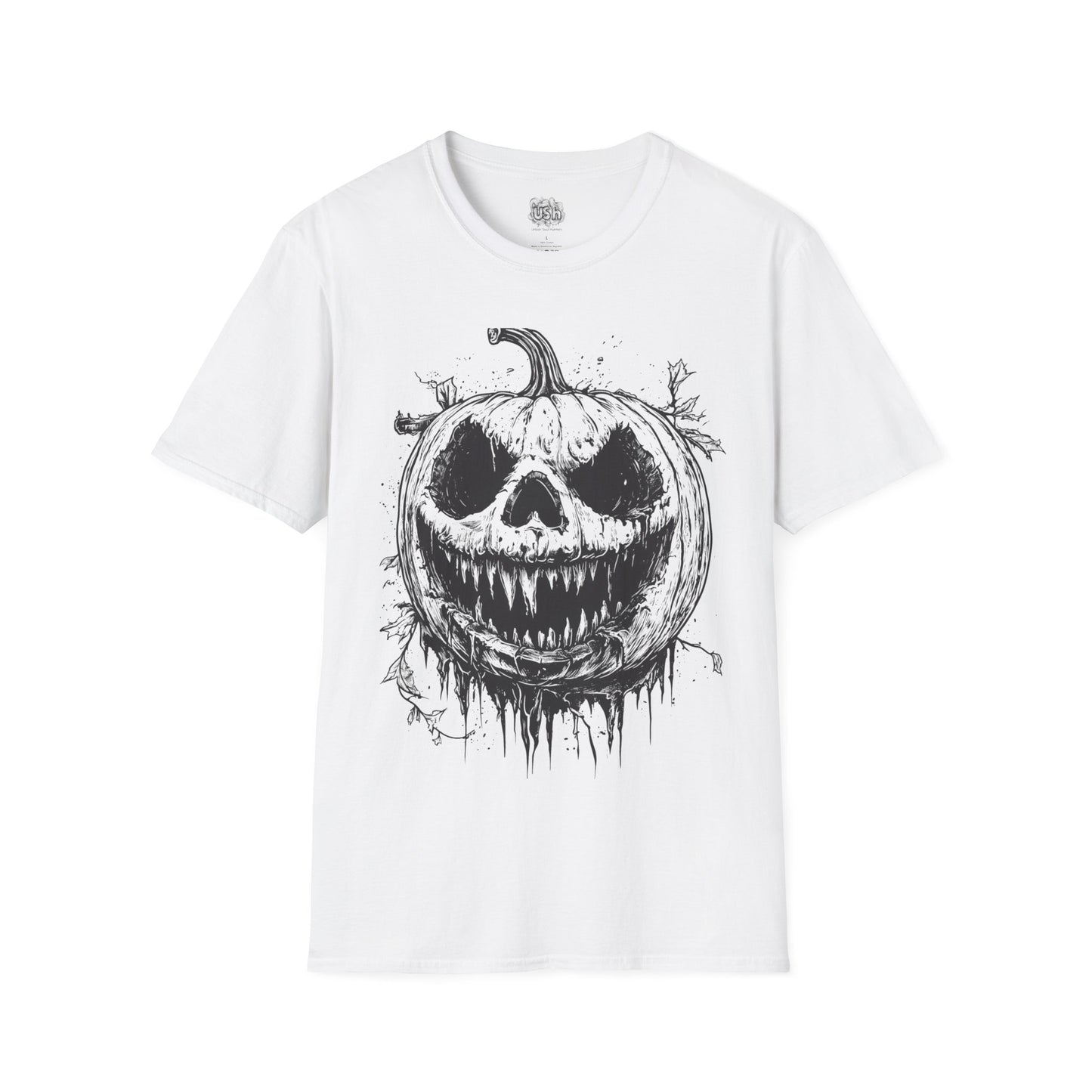 Scary PumpK BW Graphic Halloween T-Shirt