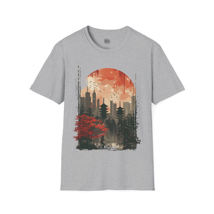 Japanese Art Skyline Biker T-Shirt