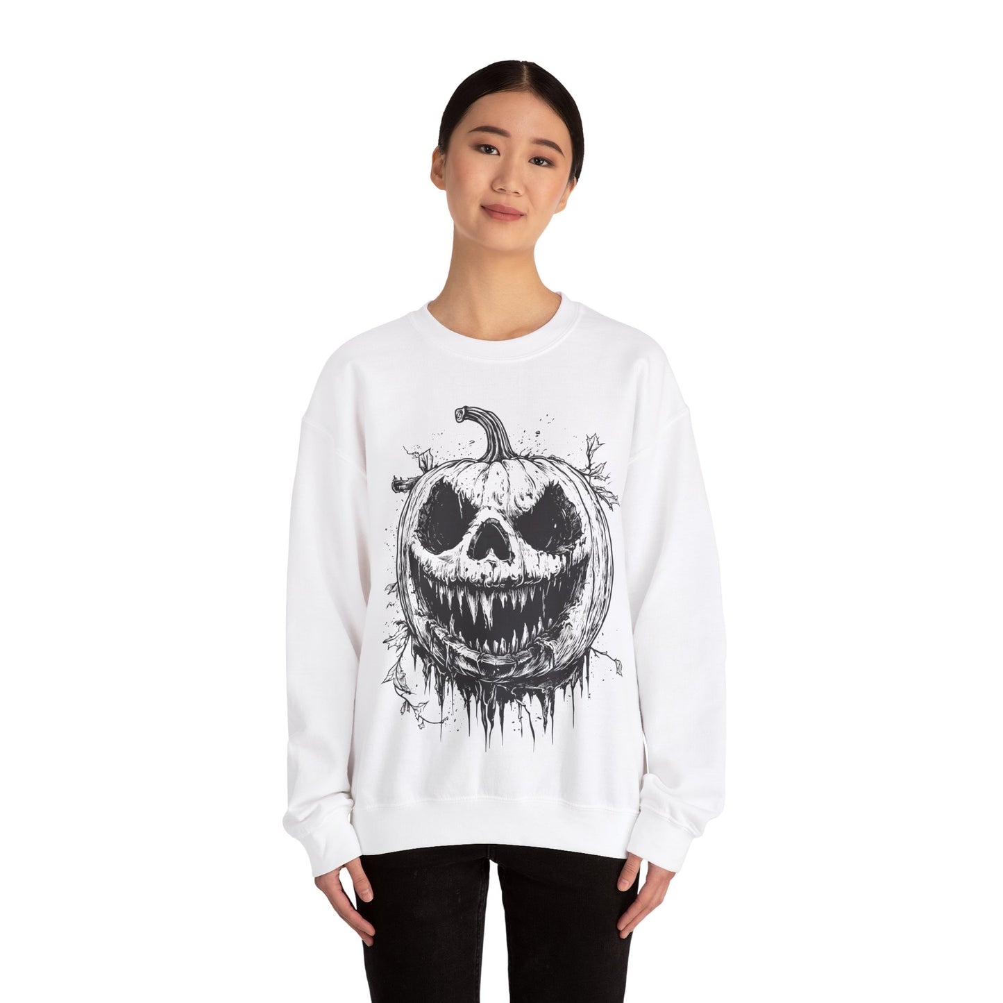 Scary PumpK BW Halloween Graphic Sweatshirt