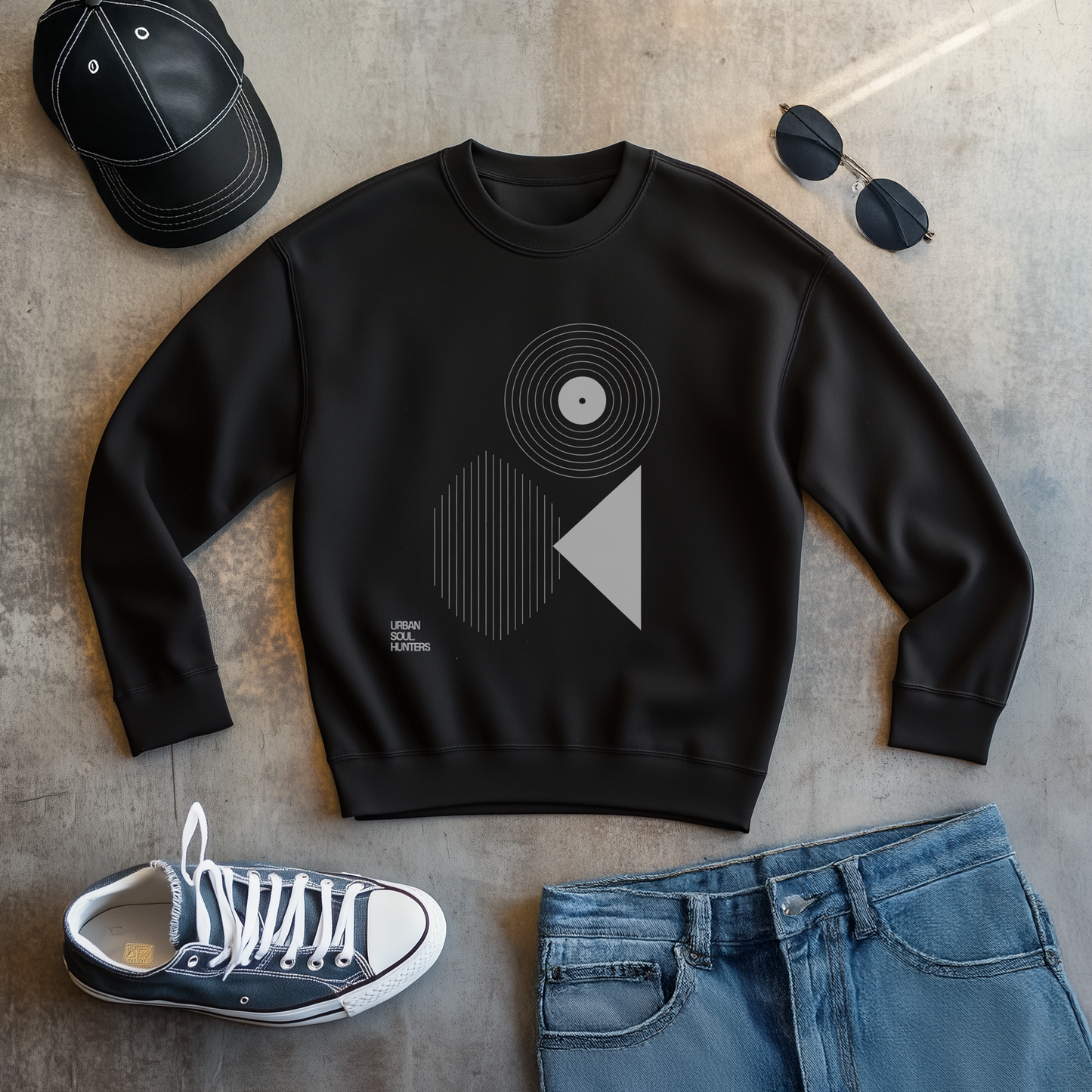 Abstract Records Graphic Sweatshirt