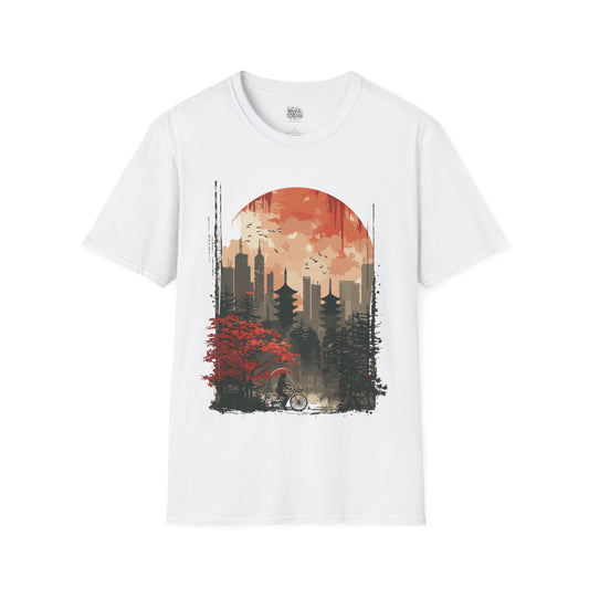 Japanese Art Skyline Biker T-Shirt