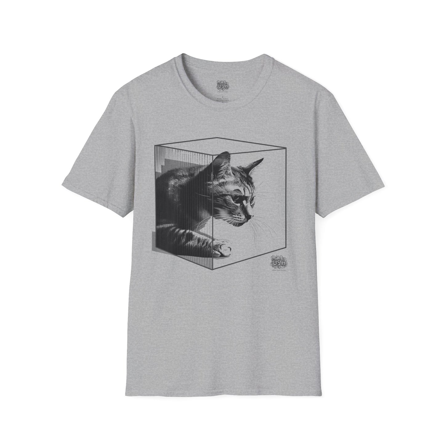 Cat Abstract Art Cube Graphic T-Shirt