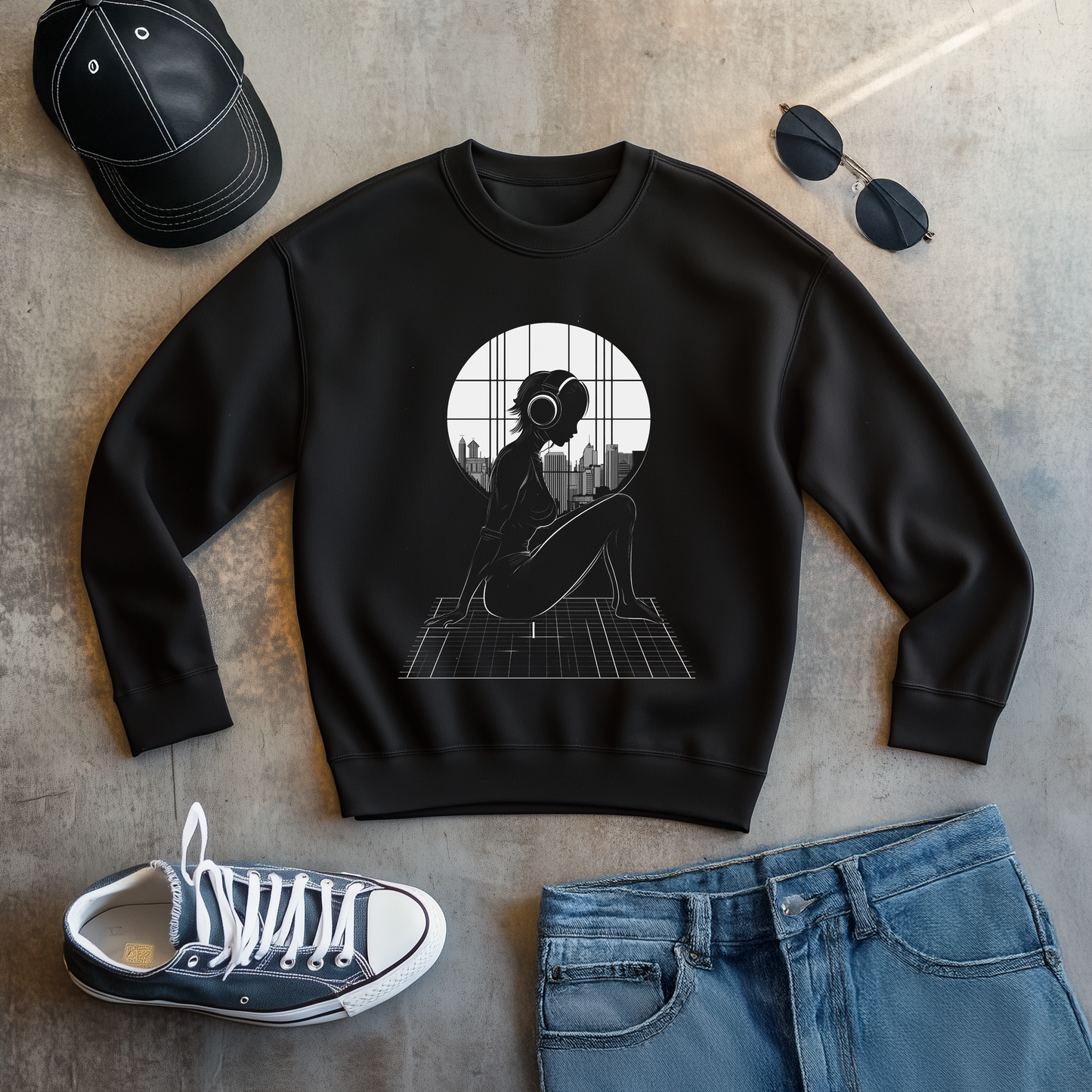 Chilling Home Girl Graphic Sweatshirt