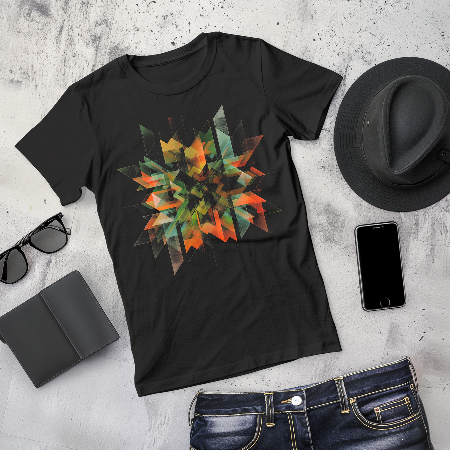 Abstract Digital Flower Graphic T-Shirt