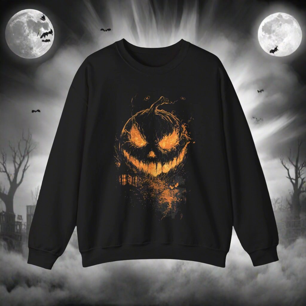 Pumpkin On Fire Halloween Graphic Sweatshirt