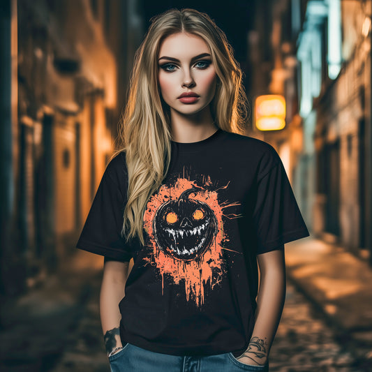 Splatter Pumpkin Graphic Halloween T-Shirt