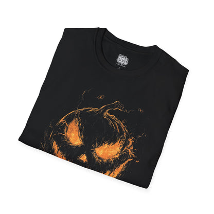 Pumpkin On Fire Graphic Halloween T-Shirt