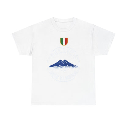 Italy Mountain Skyline T-Shirt — Retro Mount Vesuvius Italian Flag Tee