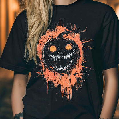 Splatter Pumpkin Graphic Halloween T-Shirt