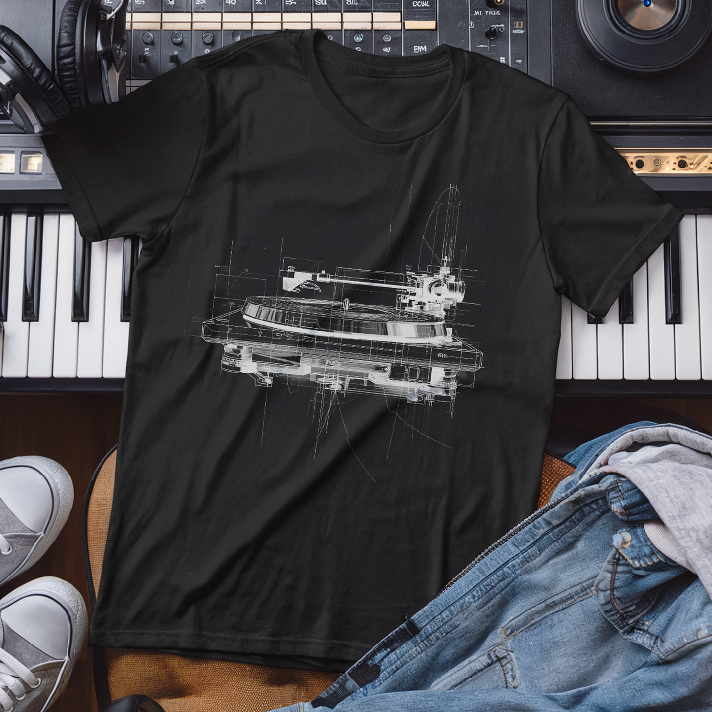 Vinyl Deck Audiophile Deejay Graphic T-Shirt