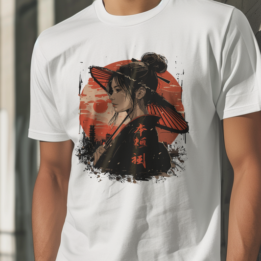 Japanese Art Umbrella Girl T-Shirt